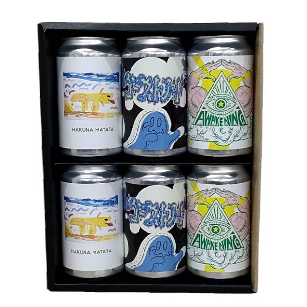 【常温便で発送】 【ギフトボックス入 / クラフトビール6缶セット】発泡酒 TAROS Brewing  タローズ ブルーイング ( ブリューイング )   HAKUNA MATATA（ハクナ・マタタ） &  ゴーストノート #3 & アウェイクニング #3 370ml缶 各2本