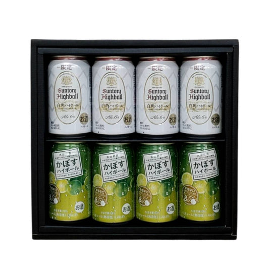 【ギフトボックス入 / 8缶セット】 サントリー 白角ハイボール  350ml ≪ 数量限定  ≫ x 4本 & JAフーズおおいた かぼすハイボール 340ml x 4本
